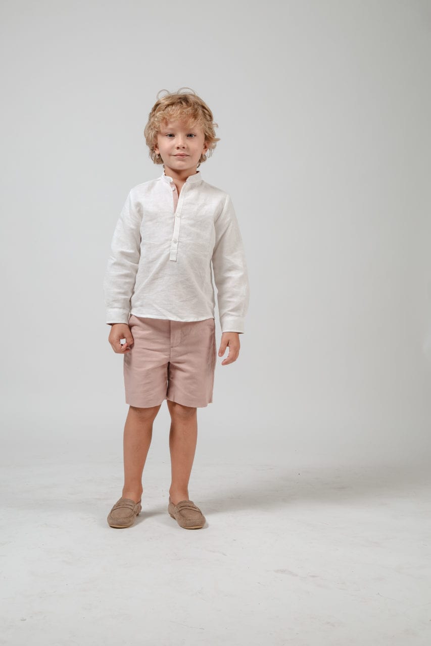 Torneado intermitente préstamo Comprar Conjunto camisa y bermuda pedrito lino nude de boda para niño  online | Coordinanos